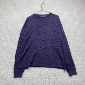 Vintage Serge Saint Yves Psychedelic Knit Sweater Retro Purple / Black Mens XL